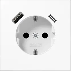 JUNG wandcontactdoos randaarde Safety+ met USB type A en C LS990 alpine wit (LS 1520-15 CA WW)