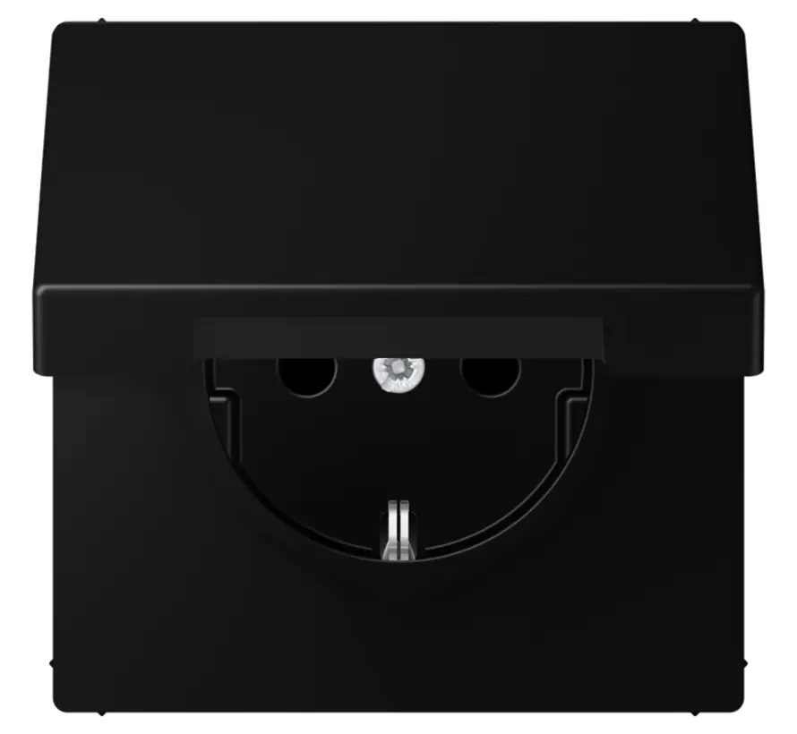 wandcontactdoos randaarde klapdeksel LS990 grafietzwart mat (LS 1520 NBFKL SWM)