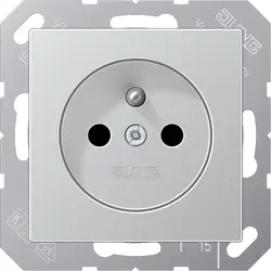 JUNG wandcontactdoos penaarde Safety+ A-range aluminium (A 1520 FKI AL)