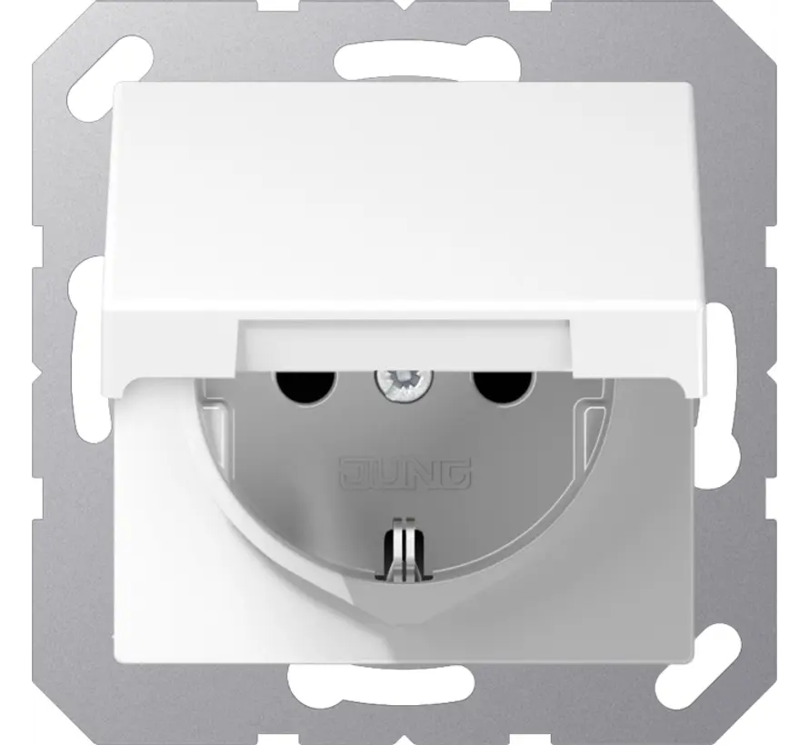wandcontactdoos randaarde Safety+ met klapdeksel A-range alpine wit (A 1520 NBFKIKL WW)