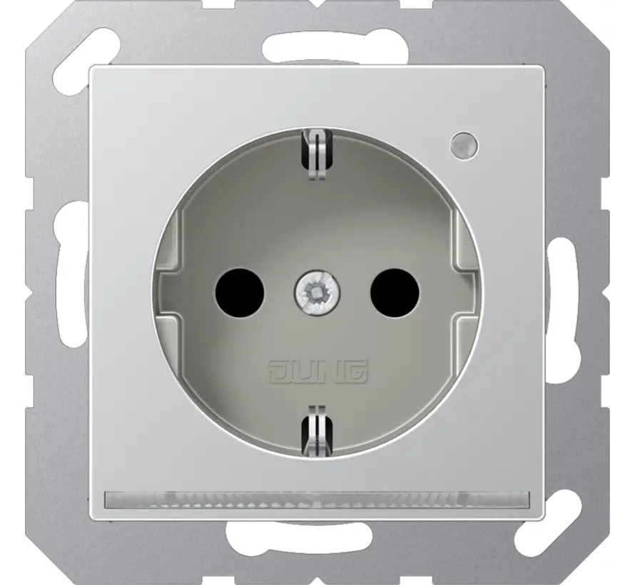 wandcontactdoos randaarde Safety+ met LED-oriëntatieverlichting en lichtsensor A-range aluminium (A 1520-O AL LNW)