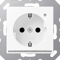 JUNG wandcontactdoos randaarde Safety+ met LED-oriëntatieverlichting en lichtsensor A-range sneeuwwit mat (A 1520-O WWM LNW)