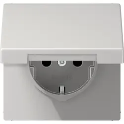 JUNG wandcontactdoos randaarde Safety+ met klapdeksel LS990 lichtgrijs (LS 1520 NBFKIKL LG)