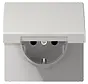 wandcontactdoos randaarde Safety+ met klapdeksel LS990 lichtgrijs (LS 1520 NBFKIKL LG)