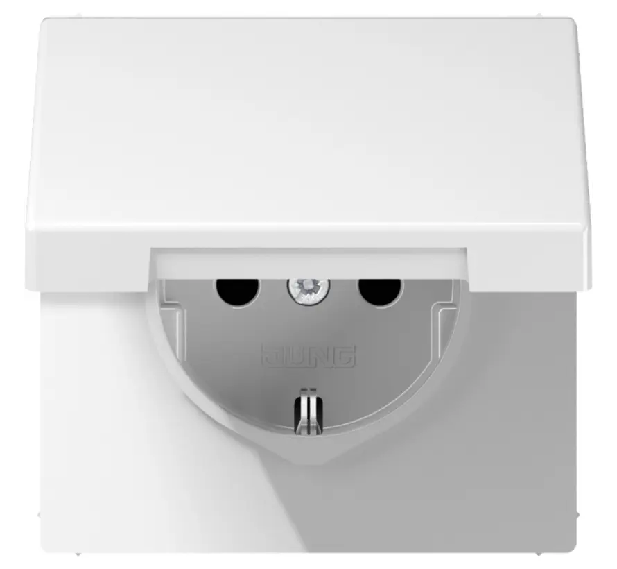 wandcontactdoos randaarde Safety+ met klapdeksel LS990 alpine wit (LS 1520 NBFKIKL WW)