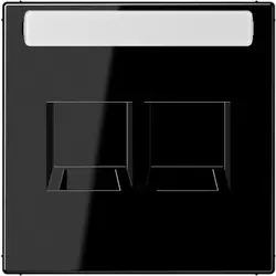 JUNG centraalplaat 2-voudig modular-jack tekstveld LS990 zwart glans (LS 1969-2 NA WE SW)