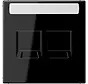 centraalplaat 2-voudig modular-jack tekstveld LS990 zwart glans (LS 1969-2 NA WE SW)