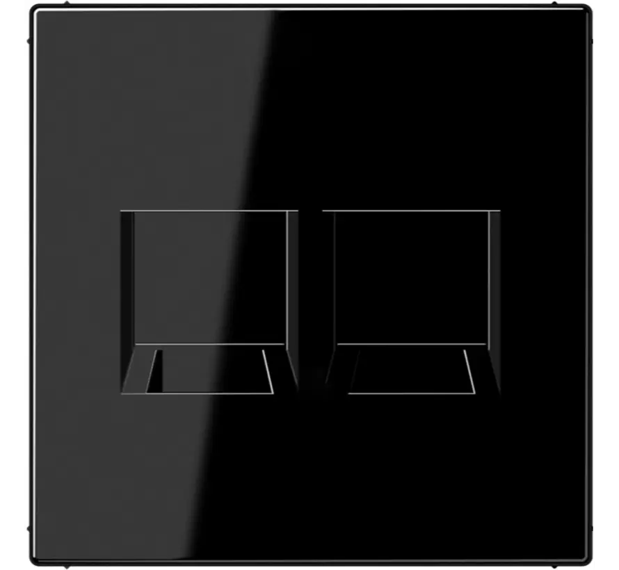 centraalplaat met draagring 2-voudig voor modulair jack LS990 zwart glans (LS 1969-2 WE SW)
