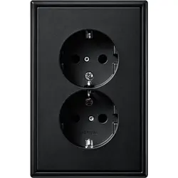 JUNG wandcontactdoos 2-voudig randaarde Safety+ voor ovale 1,5 inbouwdoos LS990 grafietzwart mat (LS 5015 KI SWM)