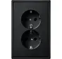 wandcontactdoos 2-voudig randaarde Safety+ voor ovale 1,5 inbouwdoos LS990 grafietzwart mat (LS 5015 KI SWM)