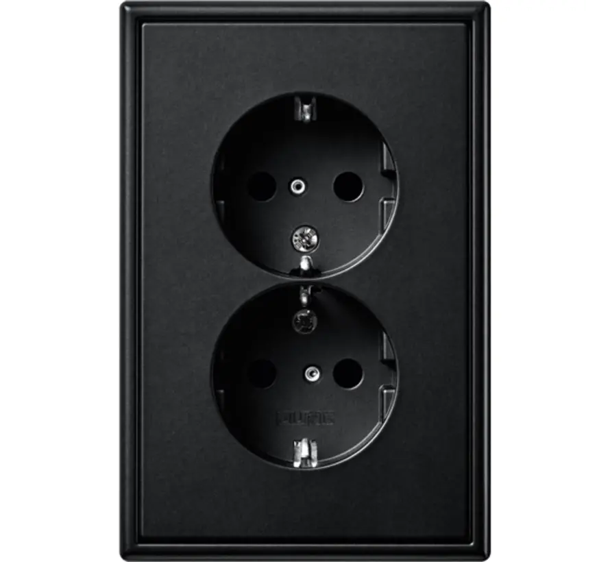 wandcontactdoos 2-voudig randaarde Safety+ voor ovale 1,5 inbouwdoos LS990 grafietzwart mat (LS 5015 KI SWM)