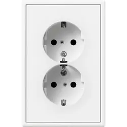 JUNG wandcontactdoos 2-voudig randaarde Safety+ voor ovale 1,5 inbouwdoos LS990 sneeuwwit mat (LS 5015 KI WWM)