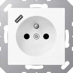 JUNG wandcontactdoos penaarde Safety+ met USB type C A-range sneeuwwit mat (A 1520 F-18 C WWM)