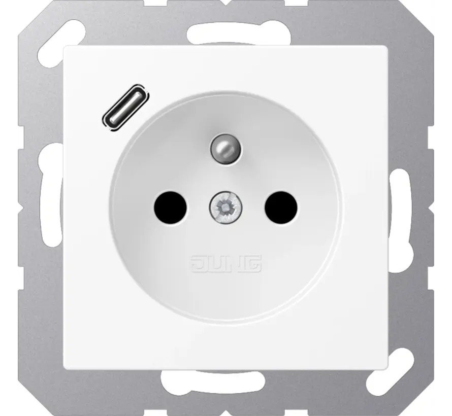 wandcontactdoos penaarde Safety+ met USB type C A-range sneeuwwit mat (A 1520 F-18 C WWM)
