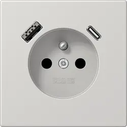JUNG wandcontactdoos penaarde Safety+ met USB type A en C LS990 lichtgrijs (LS 1520 F-15 CA LG)