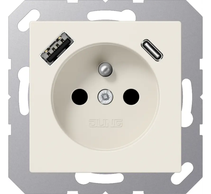 wandcontactdoos penaarde Safety+ met USB type A en C A-range creme (A 1520 F-15 CA)