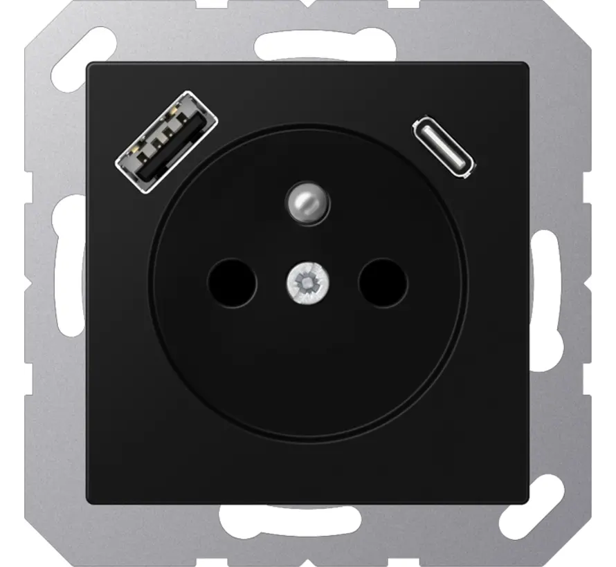 wandcontactdoos penaarde Safety+ met USB type A en C A-range grafietzwart mat (A 1520 F-15 CA SWM)