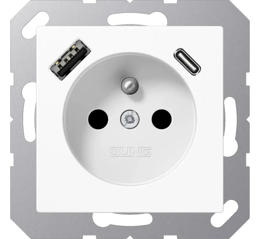 wandcontactdoos penaarde Safety+ met USB type A en C A-range alpine wit (A 1520 F-15 CA WW)