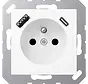 wandcontactdoos penaarde Safety+ met USB type A en C A-range sneeuwwit mat (A 1520 F-15 CA WWM)