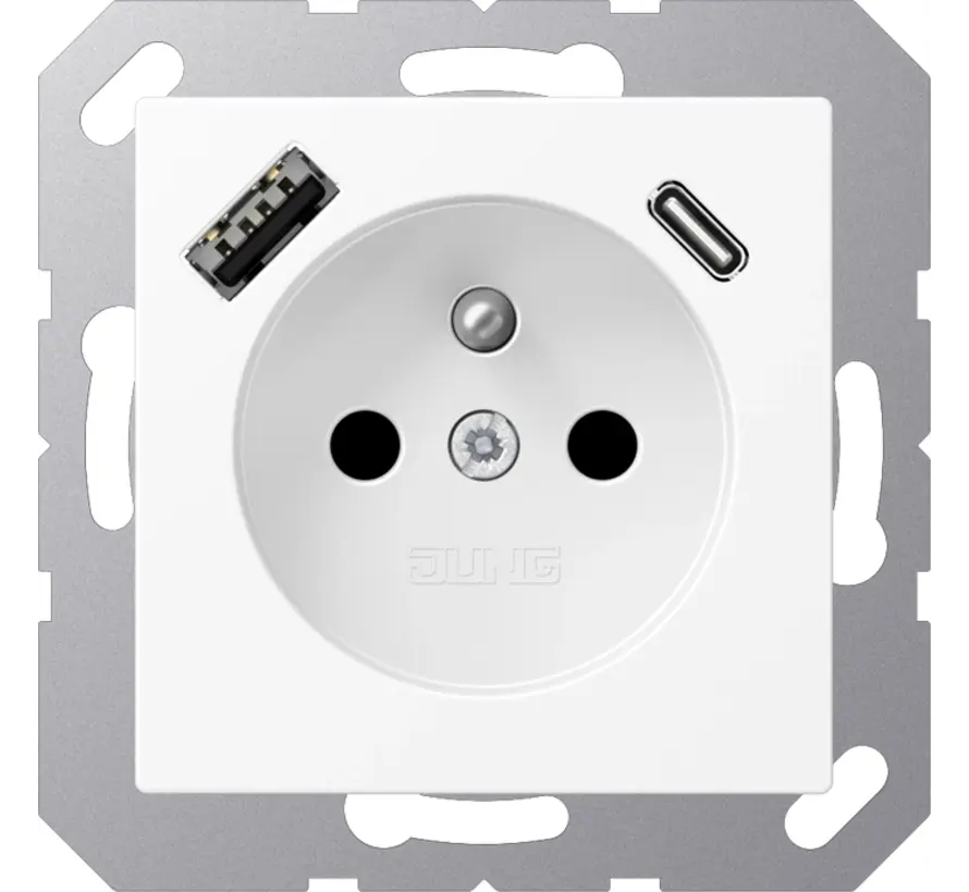 wandcontactdoos penaarde Safety+ met USB type A en C A-range sneeuwwit mat (A 1520 F-15 CA WWM)
