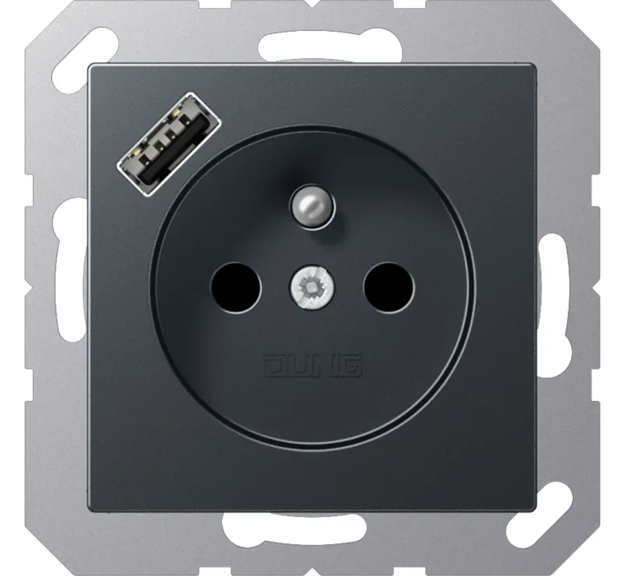 wandcontactdoos penaarde Safety+ met USB type A A-range antraciet mat (A 1520 F-18 A ANM)