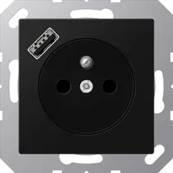 JUNG wandcontactdoos penaarde Safety+ met USB type A A-range grafietzwart mat (A 1520 F-18 A SWM)