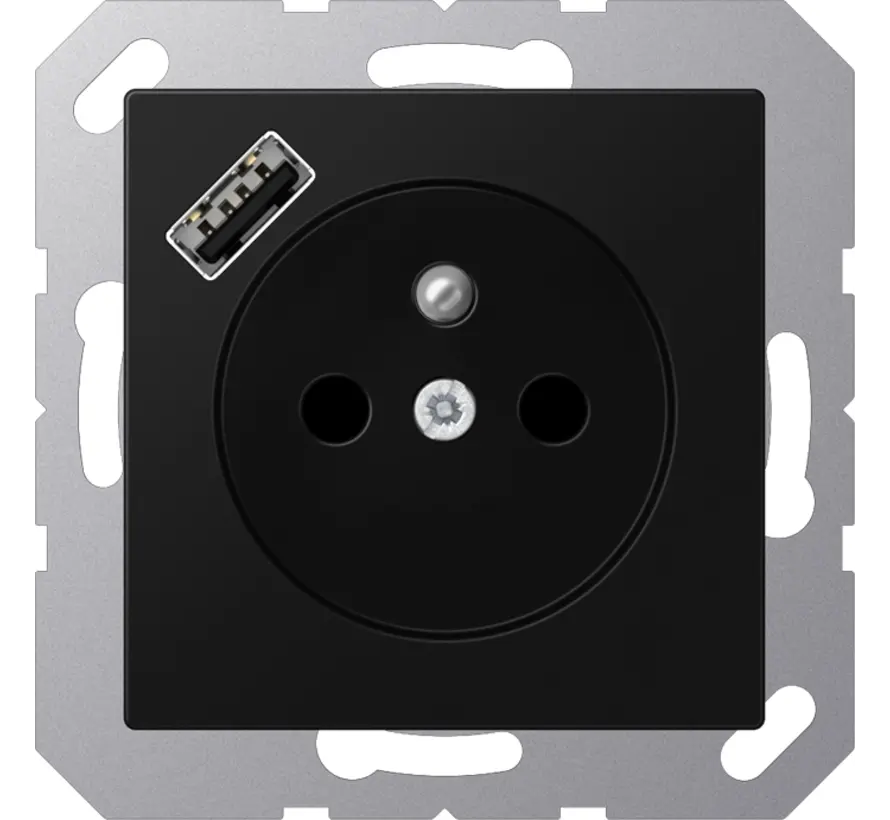 wandcontactdoos penaarde Safety+ met USB type A A-range grafietzwart mat (A 1520 F-18 A SWM)