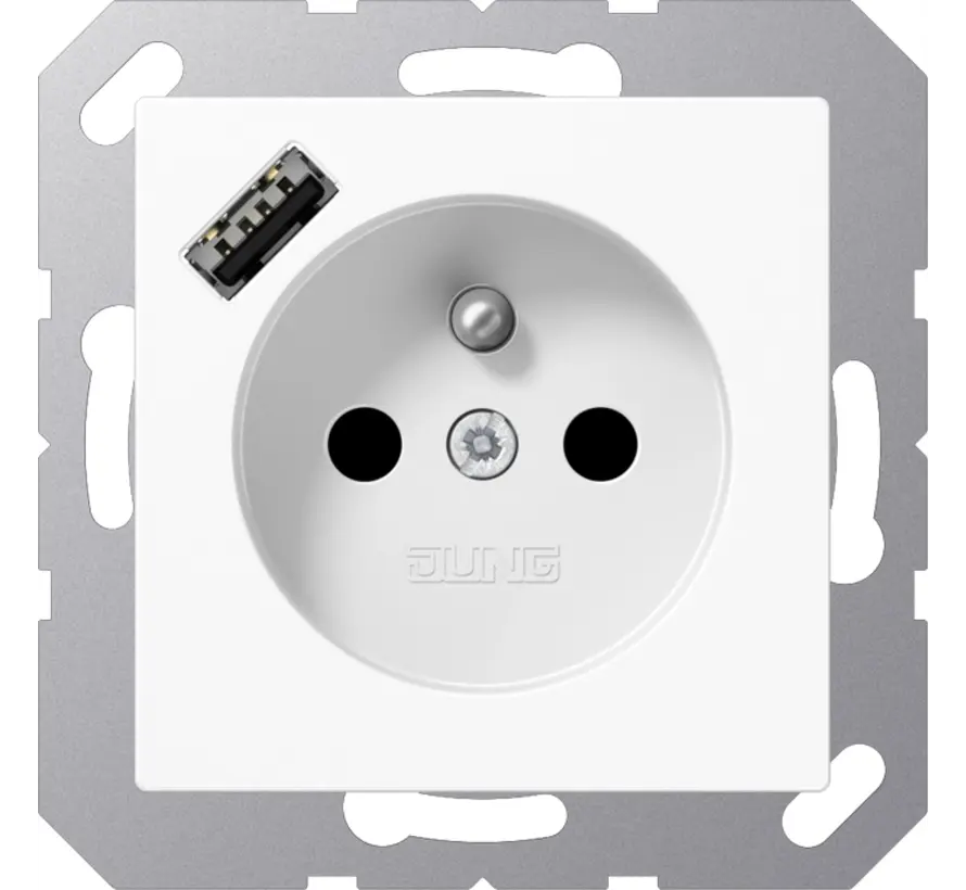 wandcontactdoos penaarde Safety+ met USB type A A-range alpine wit (A 1520 F-18 A WW)