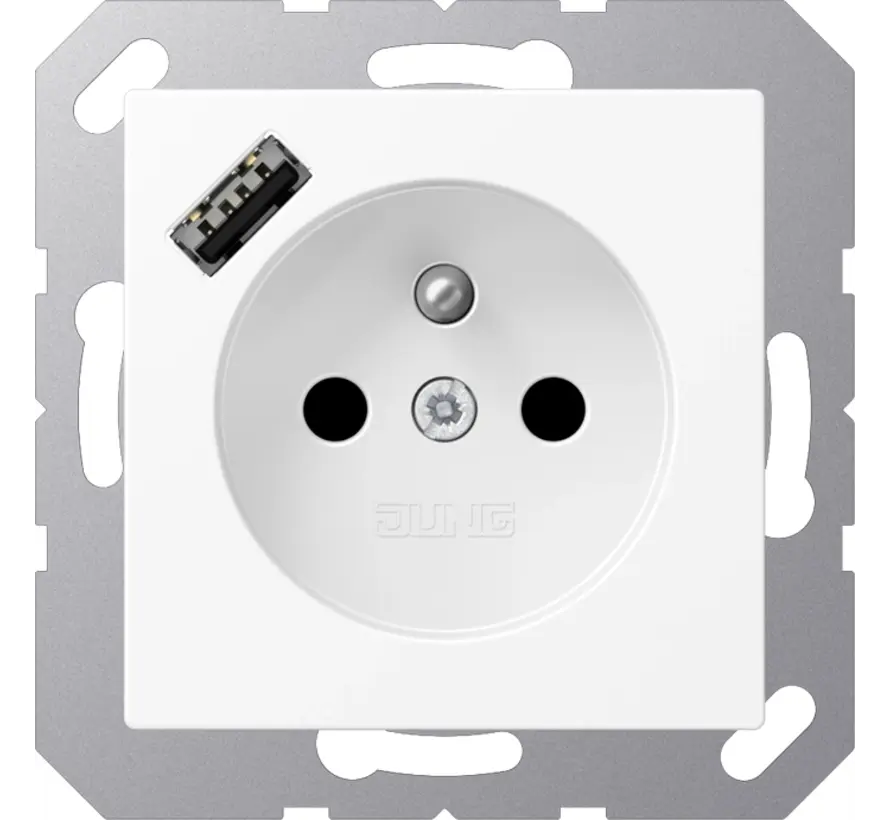wandcontactdoos penaarde Safety+ met USB type A A-range sneeuwwit mat (A 1520 F-18 A WWM)