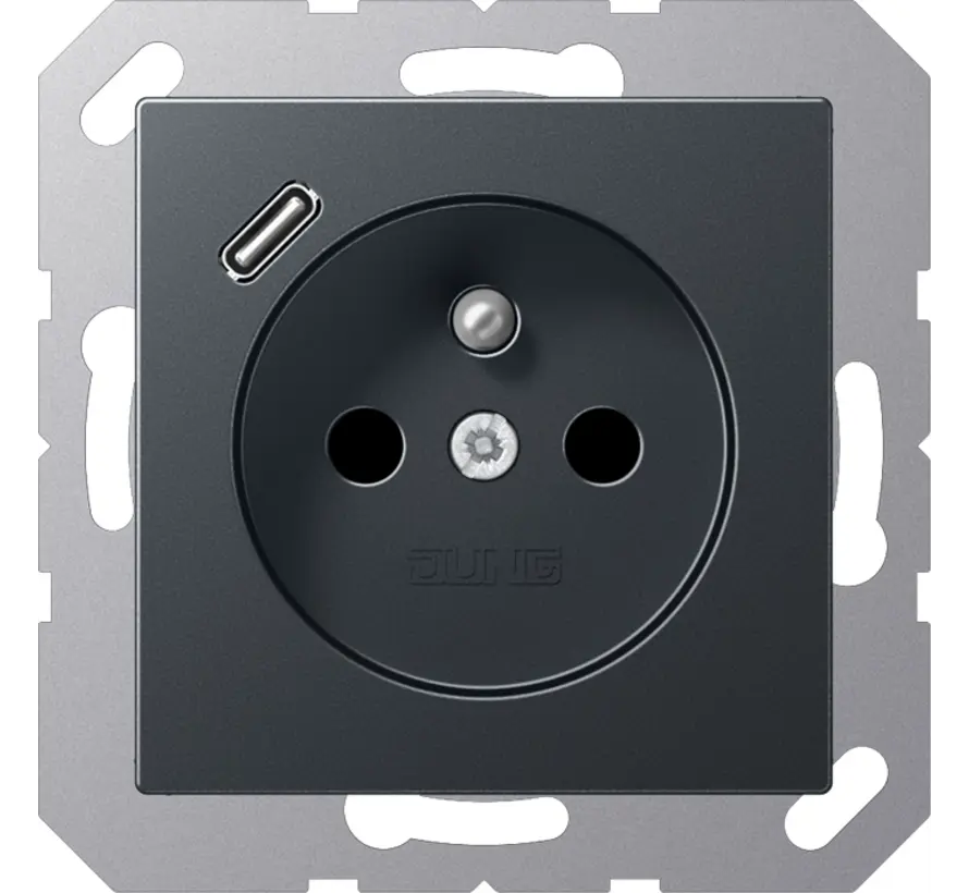 wandcontactdoos penaarde Safety+ met USB type C A-range antraciet mat (A 1520 F-18 C ANM)