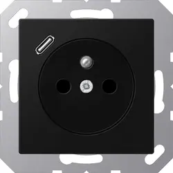 JUNG wandcontactdoos penaarde Safety+ met USB type C A-range grafietzwart mat (A 1520 F-18 C SWM)