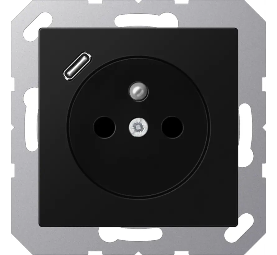 wandcontactdoos penaarde Safety+ met USB type C A-range grafietzwart mat (A 1520 F-18 C SWM)