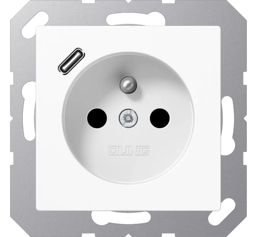 wandcontactdoos penaarde Safety+ met USB type C A-range alpine wit (A 1520 F-18 C WW)