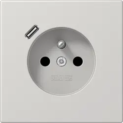 JUNG wandcontactdoos penaarde Safety+ met USB type C LS990 lichtgrijs (LS 1520 F-18 C LG)