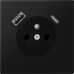 JUNG wandcontactdoos penaarde Safety+ met USB type A en C LS990 grafietzwart mat (LS 1520 F-15 CA SWM)