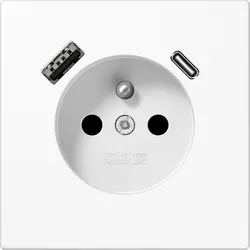 JUNG wandcontactdoos penaarde Safety+ met USB type A en C LS990 alpine wit (LS 1520 F-15 CA WW)