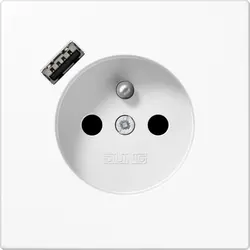 JUNG wandcontactdoos penaarde Safety+ met USB type A LS990 alpine wit (LS 1520 F-18 A WW)