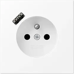 JUNG wandcontactdoos penaarde Safety+ met USB type A LS990 sneeuwwit mat (LS 1520 F-18 A WWM)