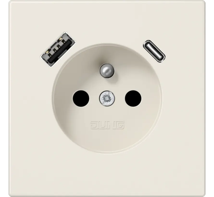 wandcontactdoos penaarde Safety+ met USB type A en C LS990 creme (LS 1520 F-15 CA)