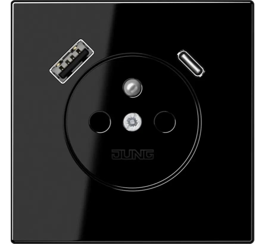 wandcontactdoos penaarde Safety+ met USB type A en C LS990 zwart glans (LS 1520 F-15 CA SW)