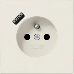 JUNG wandcontactdoos penaarde Safety+ met USB type A LS990 creme (LS 1520 F-18 A)
