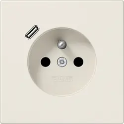 JUNG wandcontactdoos penaarde Safety+ met USB type C LS990 creme (LS 1520 F-18 C)