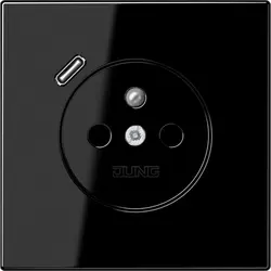JUNG wandcontactdoos penaarde Safety+ met USB type C LS990 zwart glans (LS 1520 F-18 C SW)