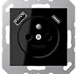 wandcontactdoos penaarde Safety+ met USB type A en C A-range zwart glans (A 1520 F-15 CA SW)