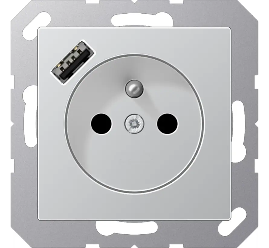 wandcontactdoos penaarde Safety+ met USB type A A-range aluminium (A 1520 F-18 A AL)