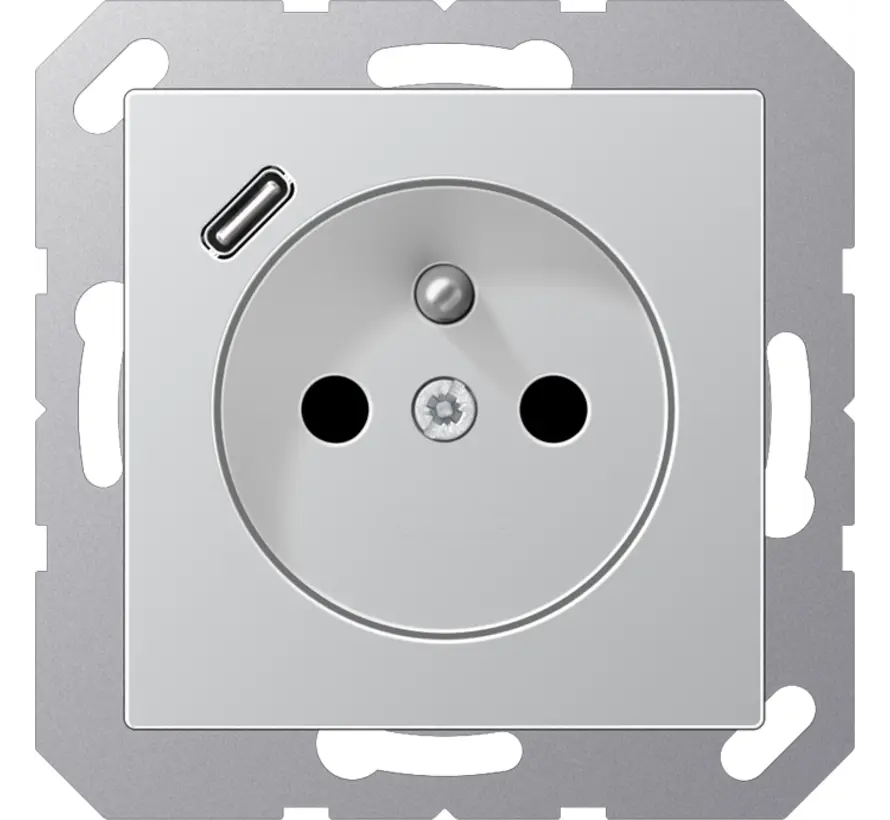 wandcontactdoos penaarde Safety+ met USB type C A-range aluminium (A 1520 F-18 C AL)