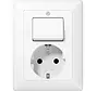 combinatie schakelaar/wandcontactdoos randaarde AS500 alpine wit (AS 5576 EU WW)
