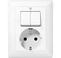combinatie serieschakelaar/wandcontactdoos randaarde AS500 alpine wit (AS 5575 EU WW)