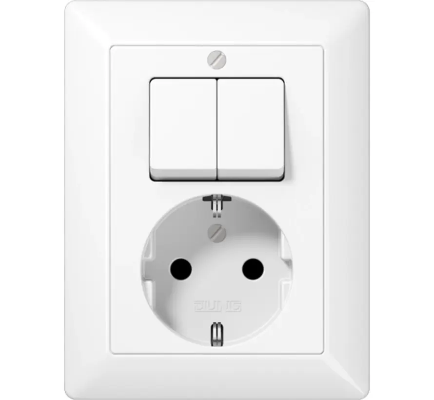 combinatie serieschakelaar/wandcontactdoos randaarde AS500 alpine wit (AS 5575 EU WW)