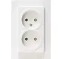 wandcontactdoos 2-voudig zonder randaarde Safety+ voor enkele inbouwdoos HK07 Athenis wit (950029005)
